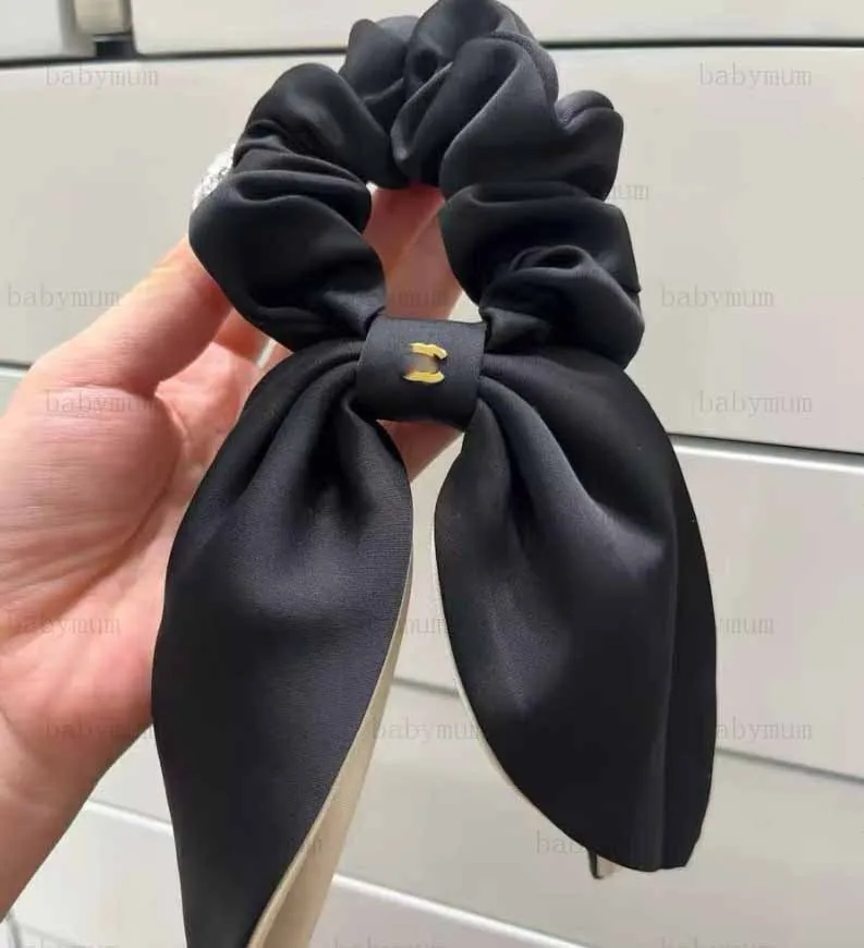 Designer CC Black Hair Ties   Elegant Bow Hairbands... 