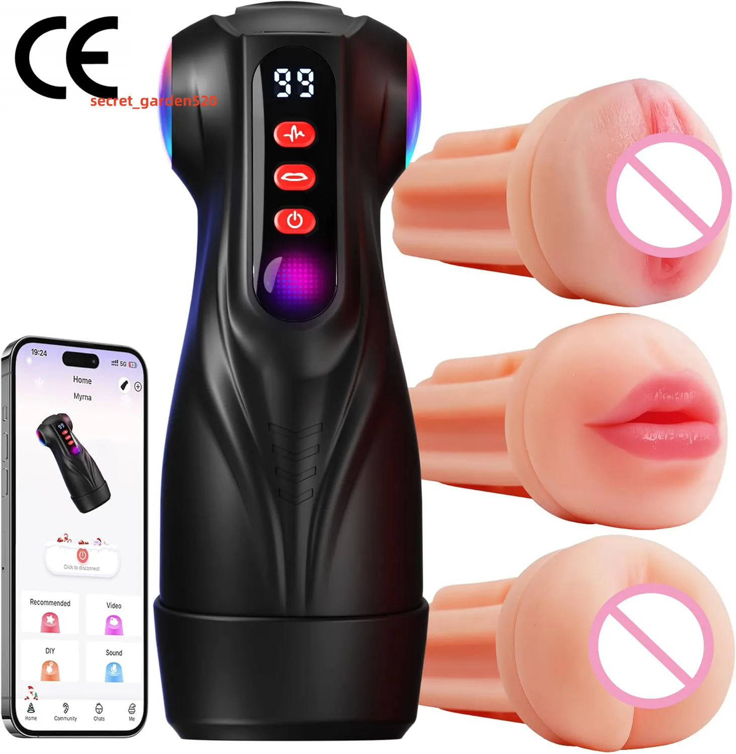 silicone male sex toy KERERO Sex Toys for Men Male Masturbator with 4 Suction & 9 Vibration  Modes, Male Adult Toys with LED Display,Hands-Free Male Sex Toy, Automatic  Pocket Stoker for Men main image 0