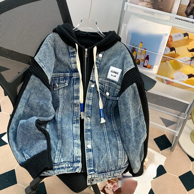Japanese Vintage Y2k Jackets Hooded Knit Patchwork From Qida03