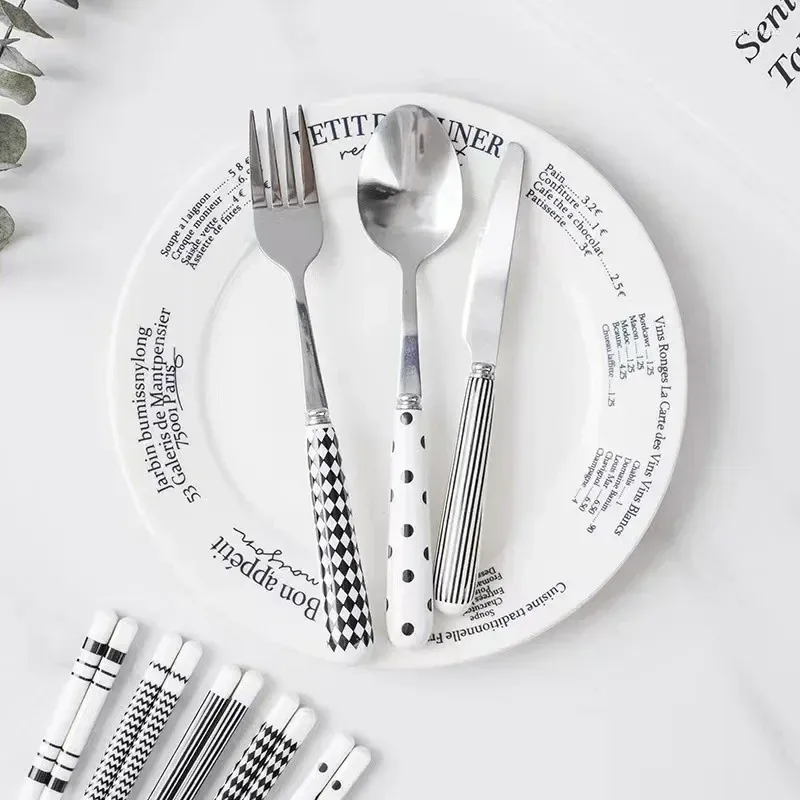 Nordic Dessert Set - Ceramic Handle|5-Pc Tea Cutlery_voghion.com