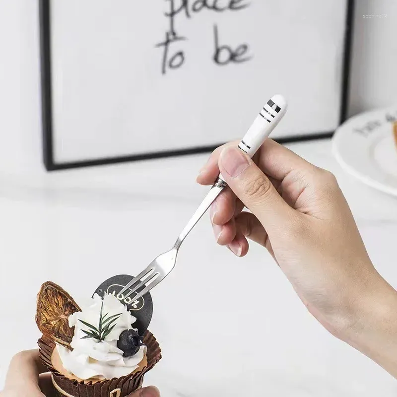 Nordic Dessert Set - Ceramic Handle|5-Pc Tea Cutlery_voghion.com