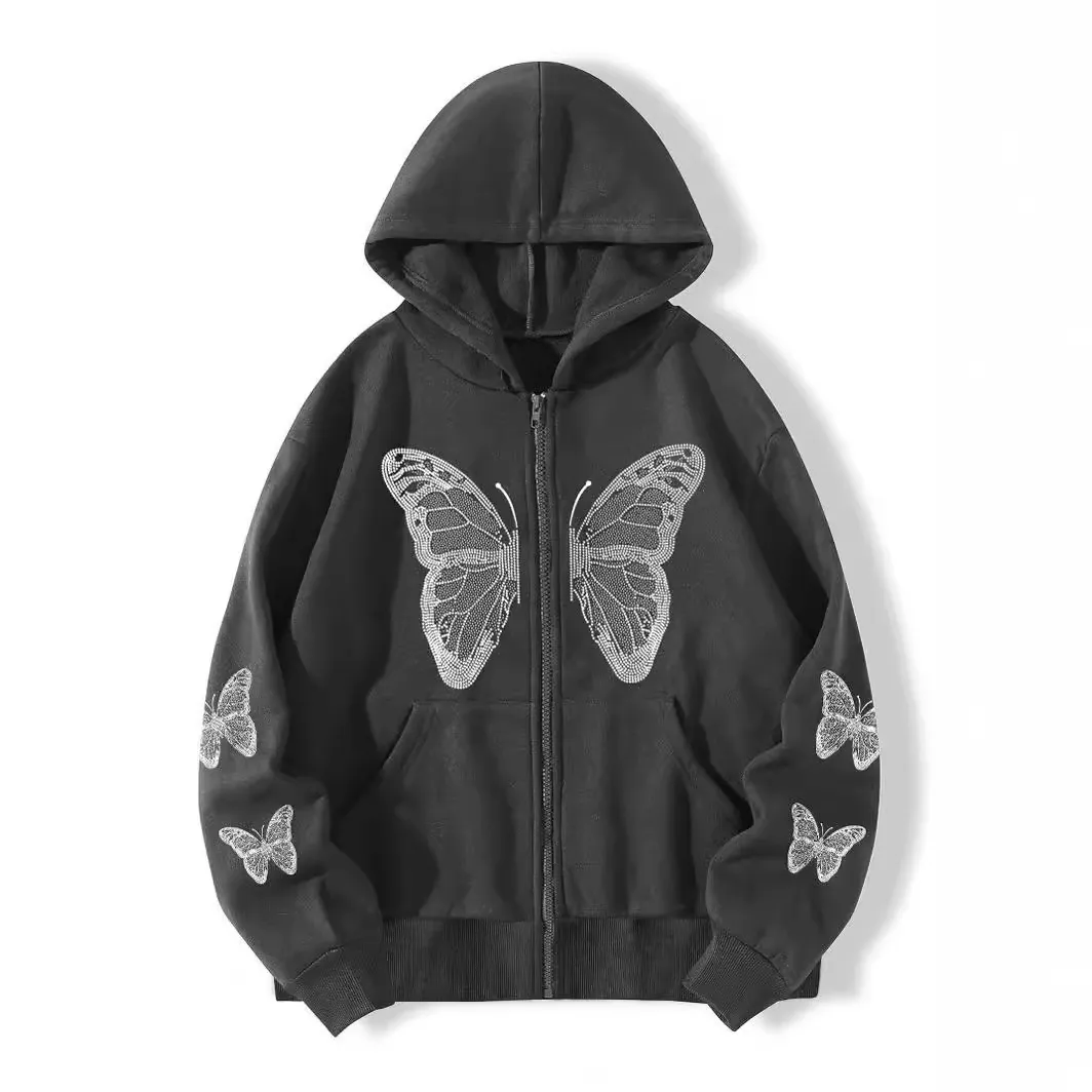 トップス X-girl BUTTERFLY ZIP UP HOODIE X-girl - BUTTERFLY ZIP UP HOODIE / ブラック | Tempt