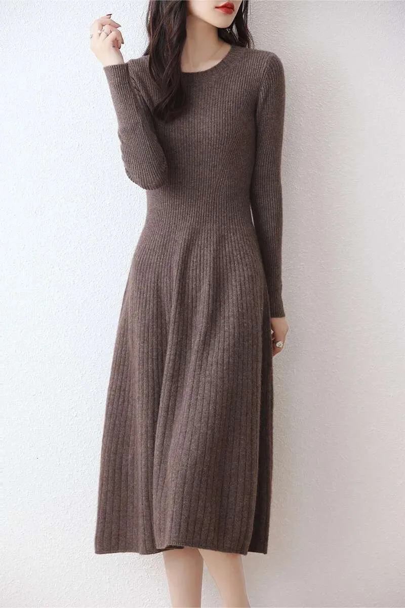 merino wool sweater dress Knit With Crochet Bralette - Turtleneck Dress Cosy maternity size dress features a boat neck FREYA Wool Dress in Coral