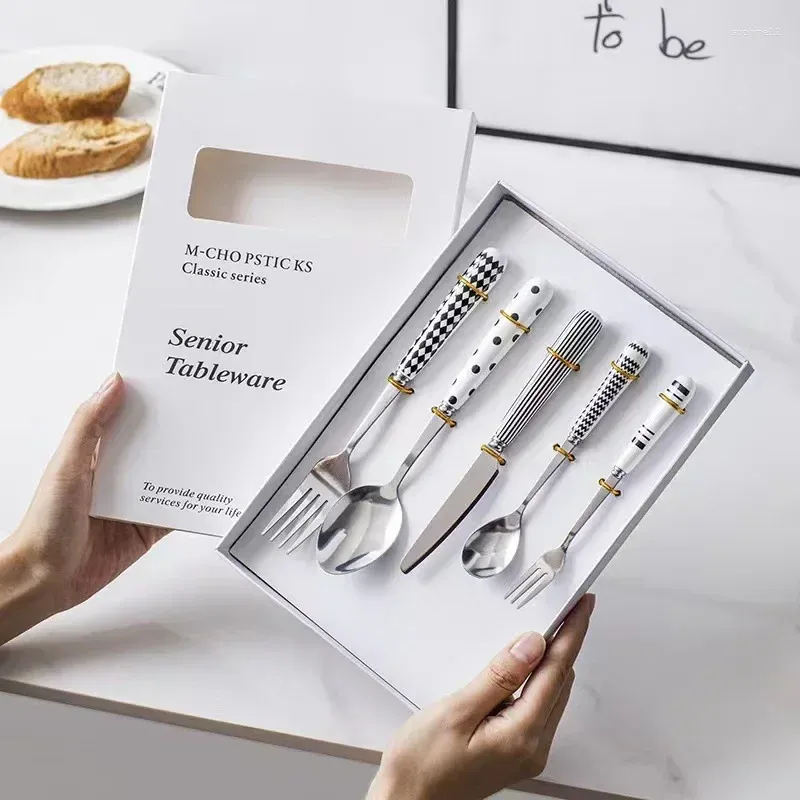 Nordic Dessert Set - Ceramic Handle|5-Pc Tea Cutlery_voghion.com