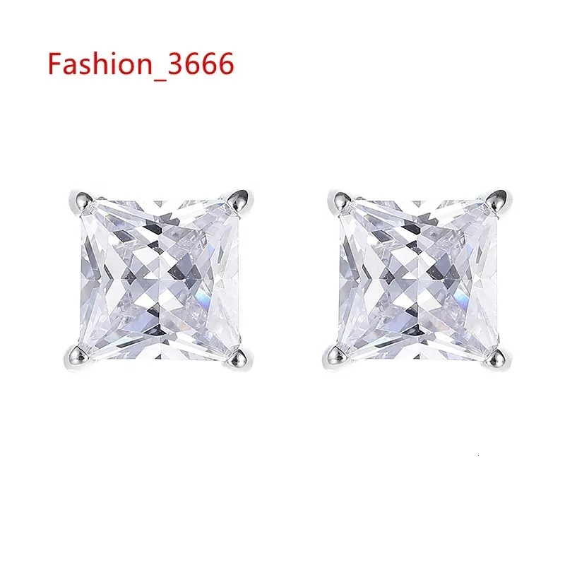 Orecchini Zirconi Nero Taglio Principessa Orecchini A Perno In Argento Sterling .925 Con Zirconi Neri - Taglio Principessa, Placcatura Rodio, Nickel-free Pendientes Mujer - Foto 3