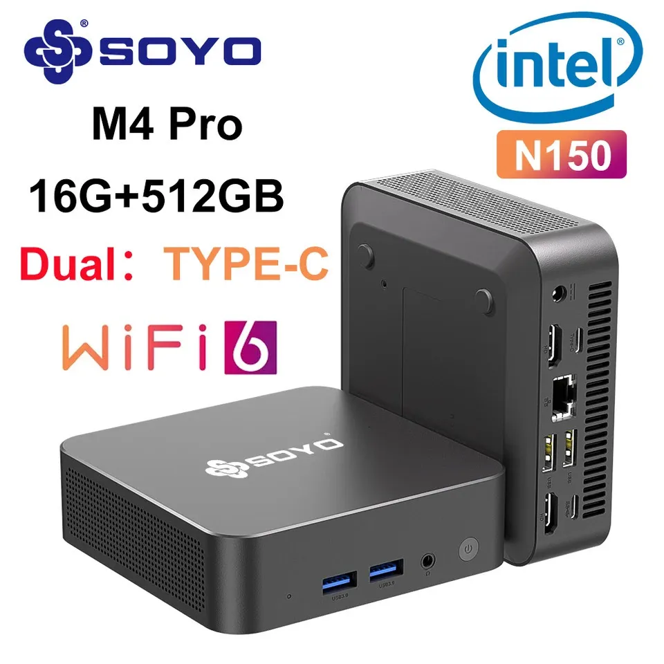 ミニPC SOYO M4 Plus N150 16GB 512GB SOYO Mini PC M4 PLUS N150 Intel 13th Gen (up to 3.6GHz), 8GB