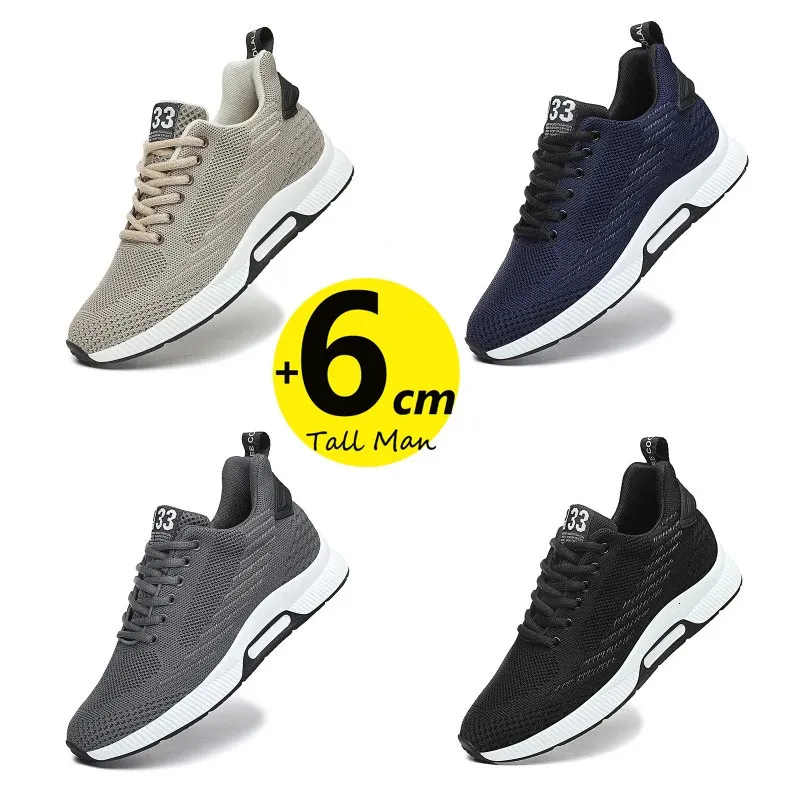 Sneakers Men Height Increase Insoles 6cm Elevator Shoes Chunky Taller Heel Lift Plus Size 37 251027_voghion.com