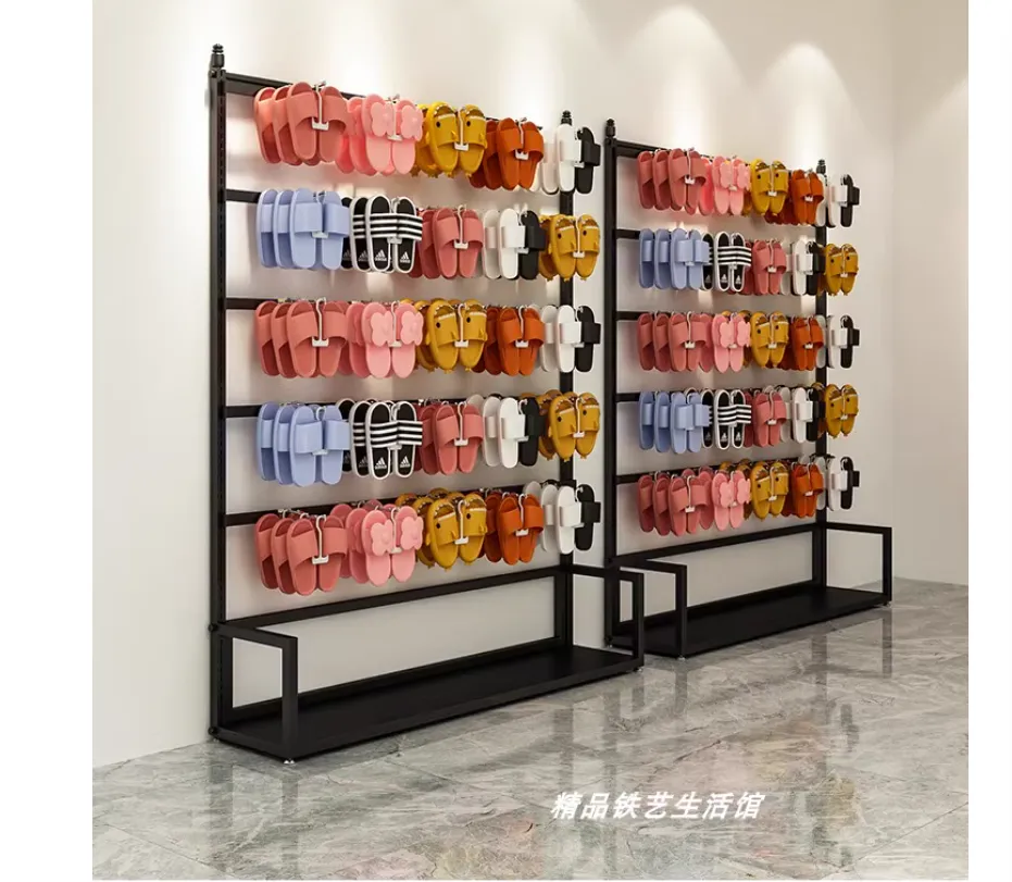 Show Rack For Slippers Shoe rack double-tier metal folding floor-type rack for slippers and ...