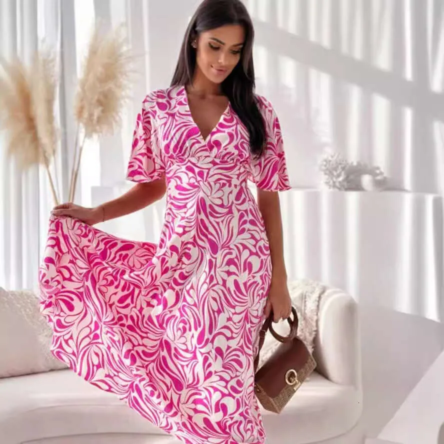 casual summer swing dresses Short Sleeve Dress Casual Floral Swing Dress Bohemian Beach Plus Size Women's Dress Summer