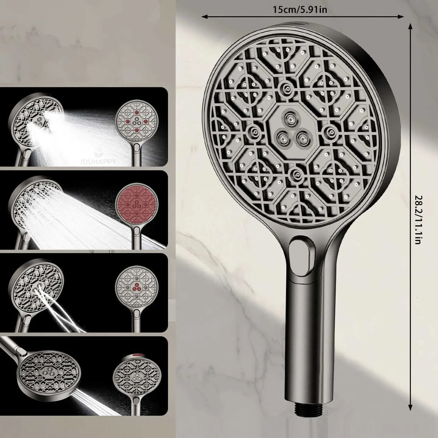 High Pressure Shower Head with 4 Jet Modes Water Saving Bathroom ...