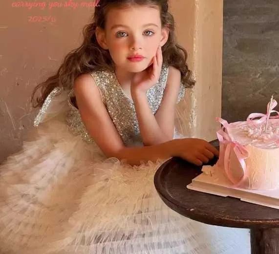 2025 Summer 2T Princess Dress for Girls - Fancy Sequin Design, Perfect for Children's Birthday - New Gauze Material (Q250403)