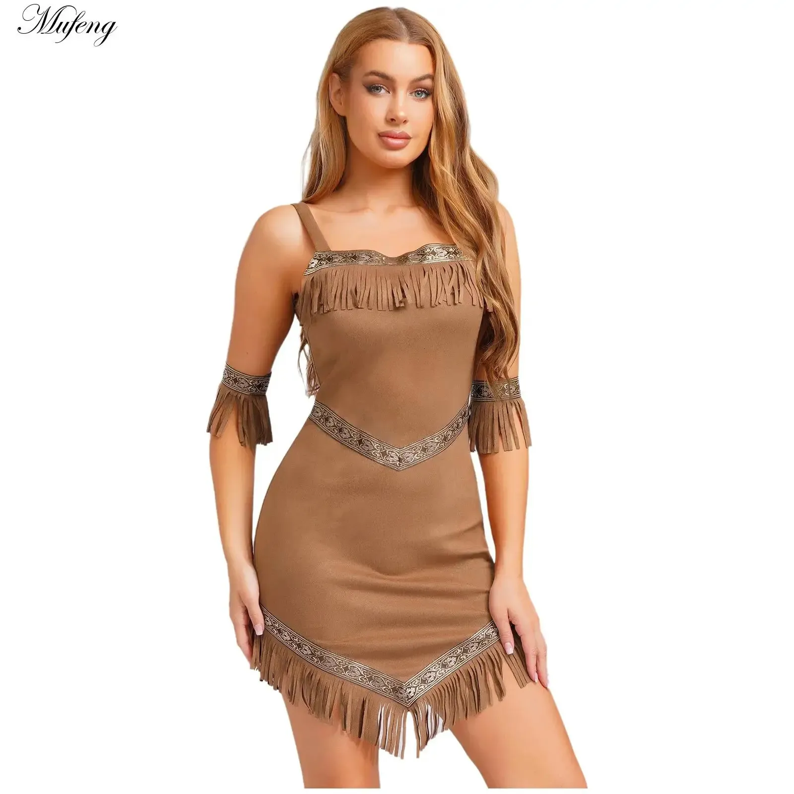 Native Indian Princess Costume For Women Faux Suede Dress With Fringe ...