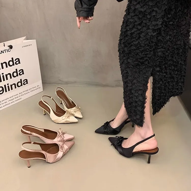 2025s Deisgner For Womens Dress Shoes Khaki Black Pink Summer New French  Bow Sandals And High Heels From Do_or_die, $12.03 | DHgate.Com