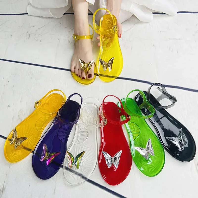 Ciabatte Jelly con farfalle, sandali da spiaggia in PVC alla moda per l'estate 250401_voghion.com