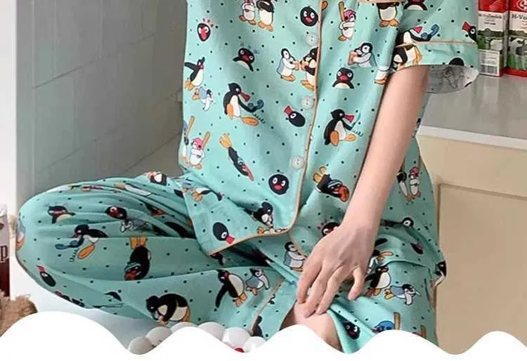 Kawaii Little Penguin Print Short Sleeve Pajamas... Loungewear | DHgate