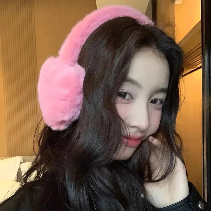 Y2K Korea Pink Kawaii Heart Earmuffs Winter Warm From Xuan05