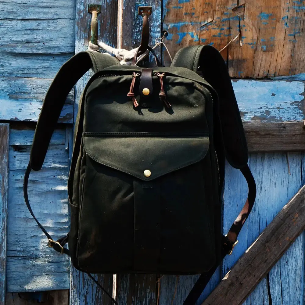 High Quality Waterproof 156inch Laptop Backpack Heavy Oil Wax Canvas Outdoor Travel Unisex School Bag With YKK Zipper_voghion.com