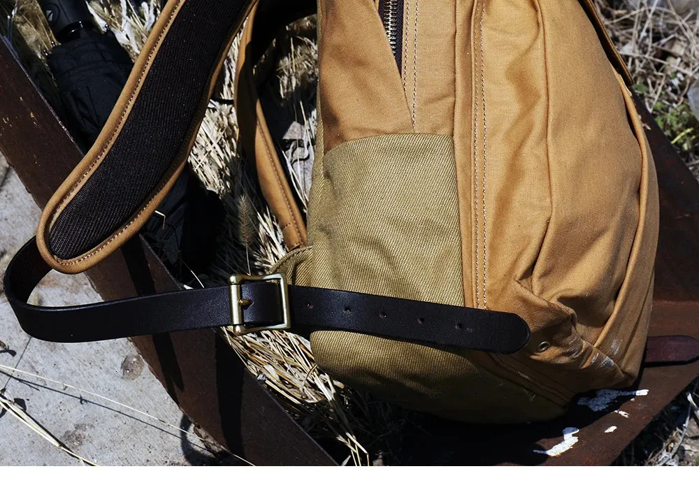 Waterproof Oil Wax Canvas Laptop Backpack For Outdoor Trekking_voghion.com