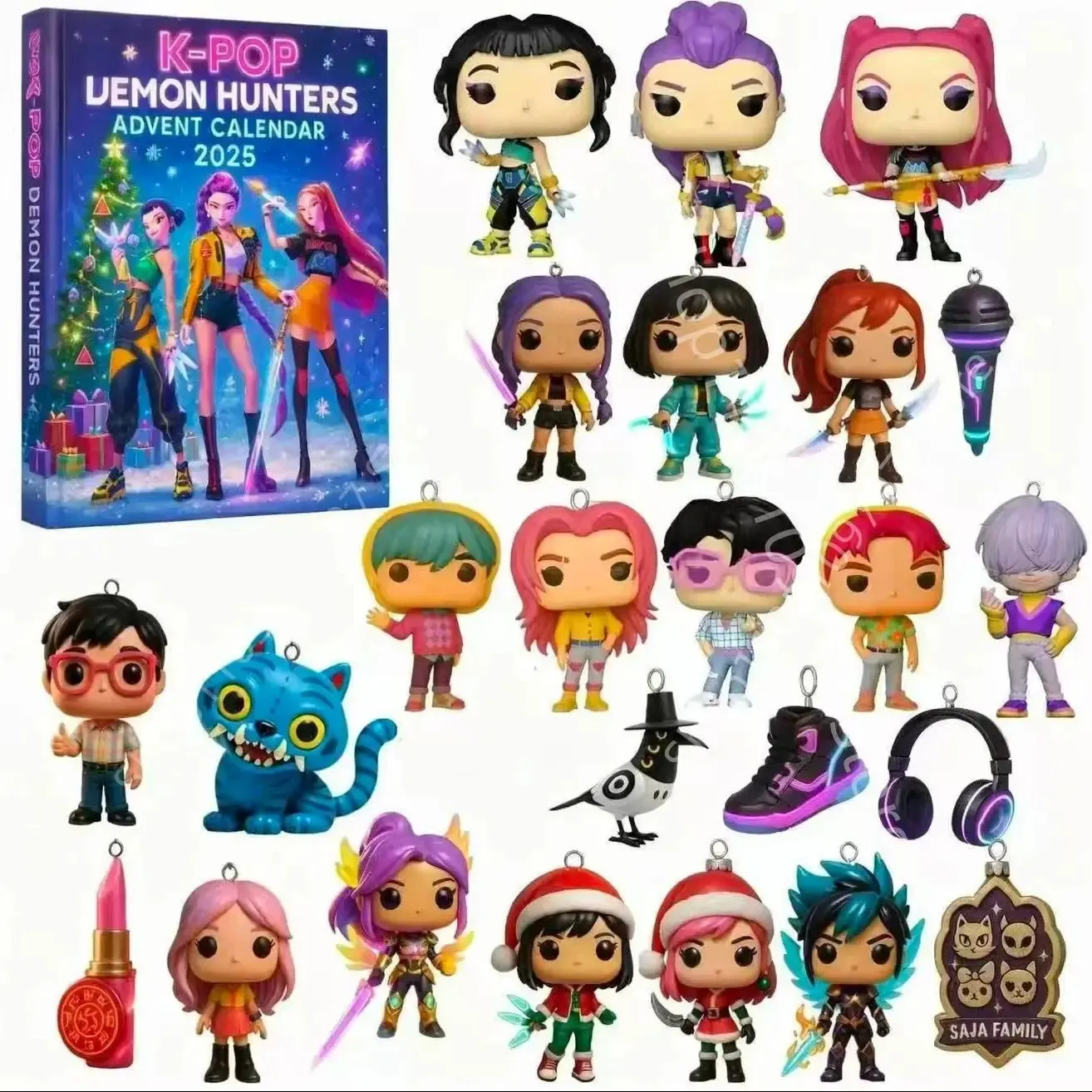 Calendario Dell'Avvento K-Pop 2025 - 24 Portachiavi E Figure Demon, Giocattoli Decorativi Per Halloween E Natale