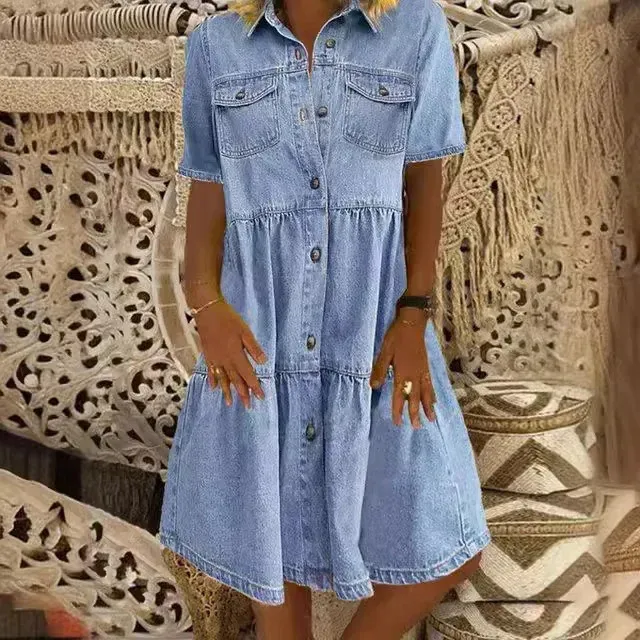 single piece dress for ladies Buy Indigo Printed Cotton Fit and Flare One Piece Dress Online at Rs.999 main image 1