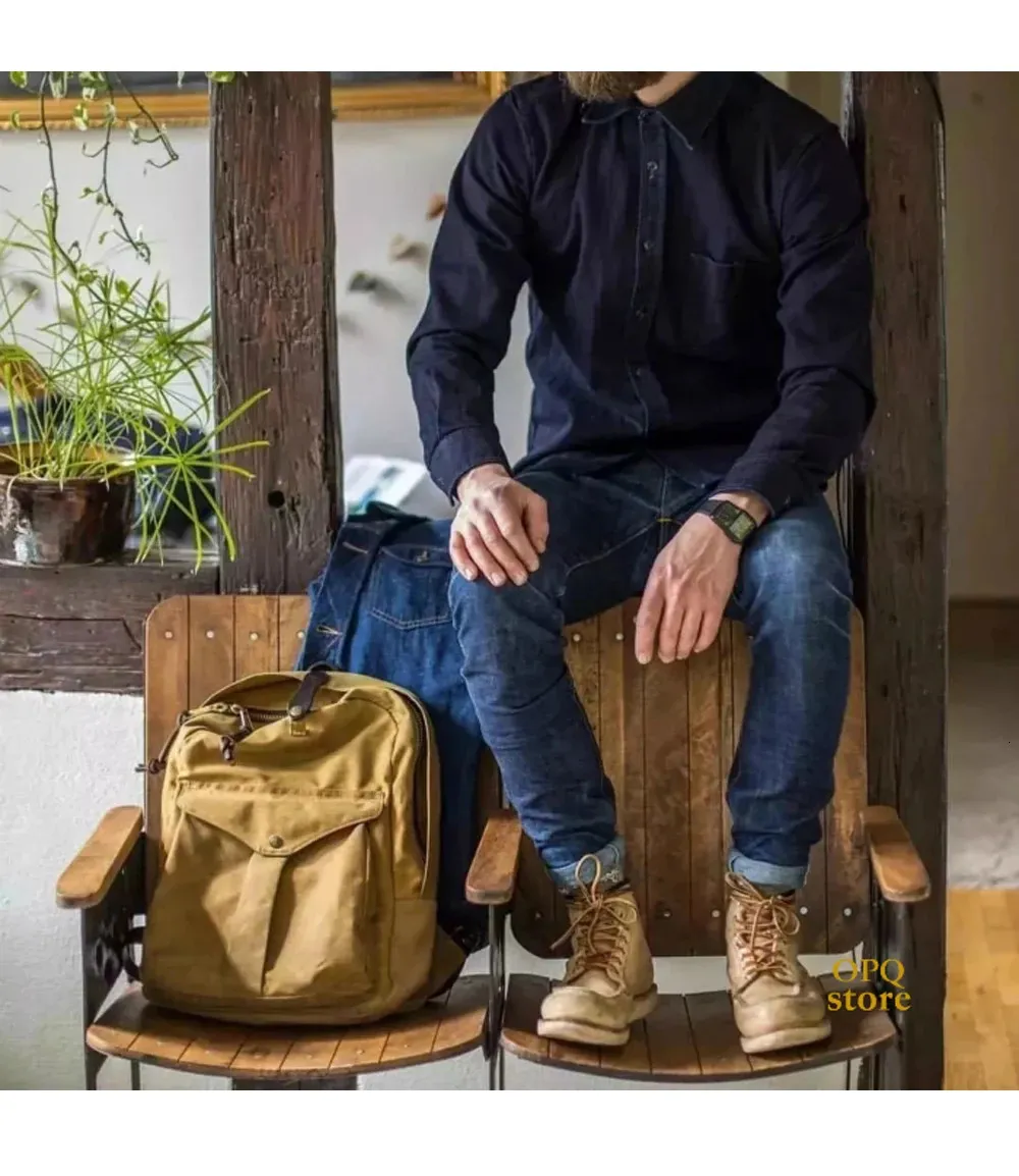 Waterproof Oil Wax Canvas Laptop Backpack For Outdoor Trekking_voghion.com