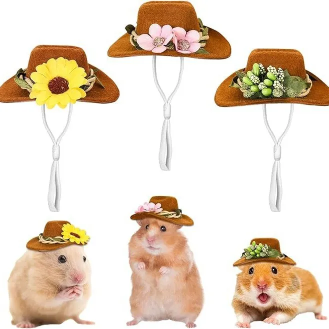 Save Big on Bulk Pets Hats Animal Hats Adorable Pet Cowboy Hat For Small  Animals, Adjustable Clothes For Hamsters To Wear, Miniature Flower Design,  - Main Image