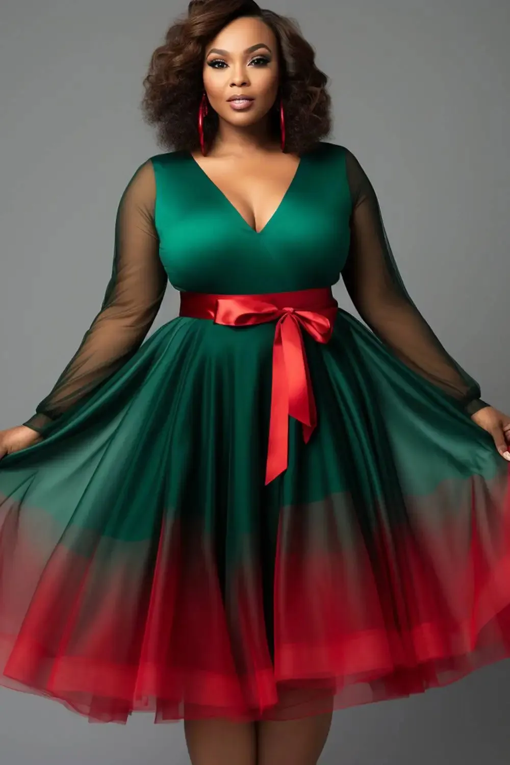 slim fit dress slacks Empire-Waist Long La Femme Plus Prom Dress main image 1