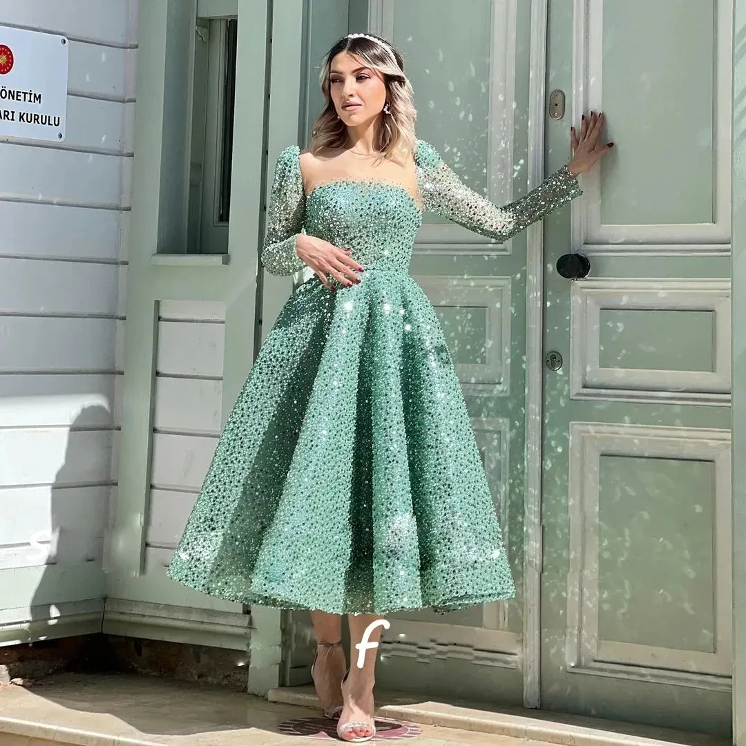 Shiny Sequined Tea Length Prom Dresses Sheer Neck,... From Sellonbest, $166.84 | DHgate.Com Shiny Sequined Tea Length Prom Dresses Sheer Neck,... From Sellonbest, $166.84 | DHgate.Com