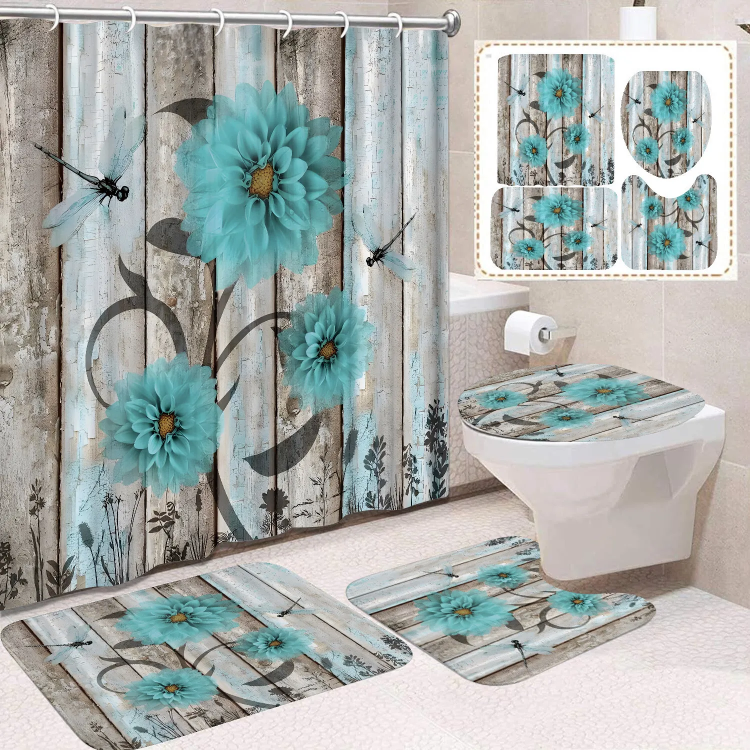 YL 37632 Cortina De Ducha De Baño Personalizada Con Mariposas Y Margaritas  De Acuarela 3D/Cortina De Partición De Inodoro/Cortina Sin Taladro/Cortina  De Ducha De 88,78 € | DHgate, image size:1500x1500