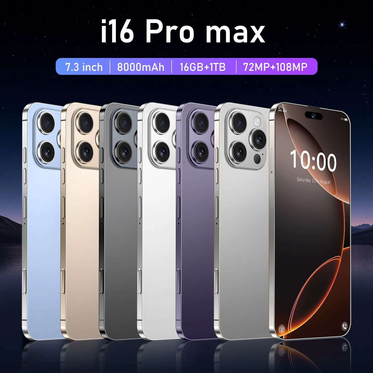 i16 ProMax Unlocked 4G Smartphone 6.9-inch Dynamic Island Screen 108MP ...