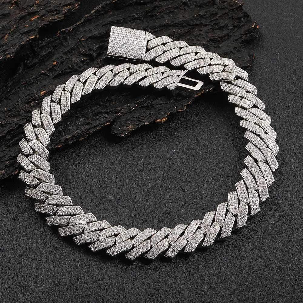 20mm Cuban Link Chain For Men Iced Out Choker Necklace Prong Setting Cubic Zirconia Big Heavy Chunky Hip Hop_voghion.com