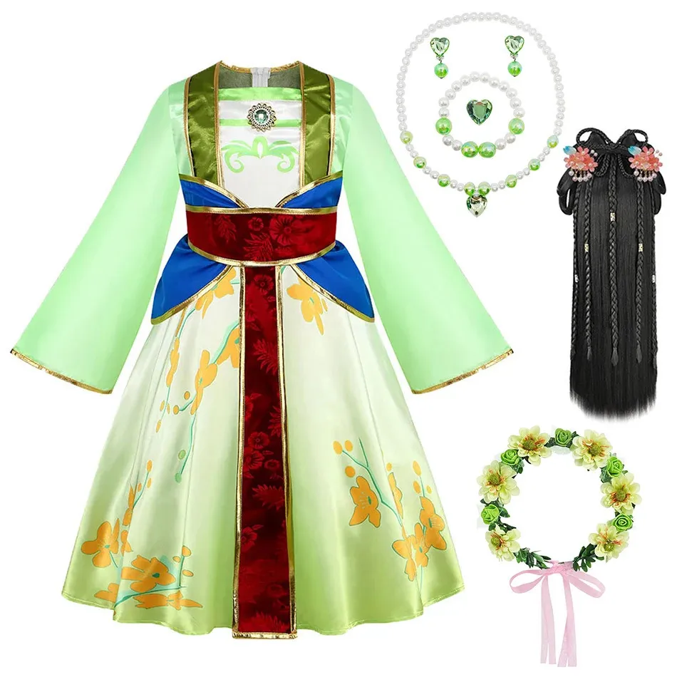 green mulan dress Hua Costume, Mulan and the pink sash features a complementary brocade design. Mulan Deluxe Princess