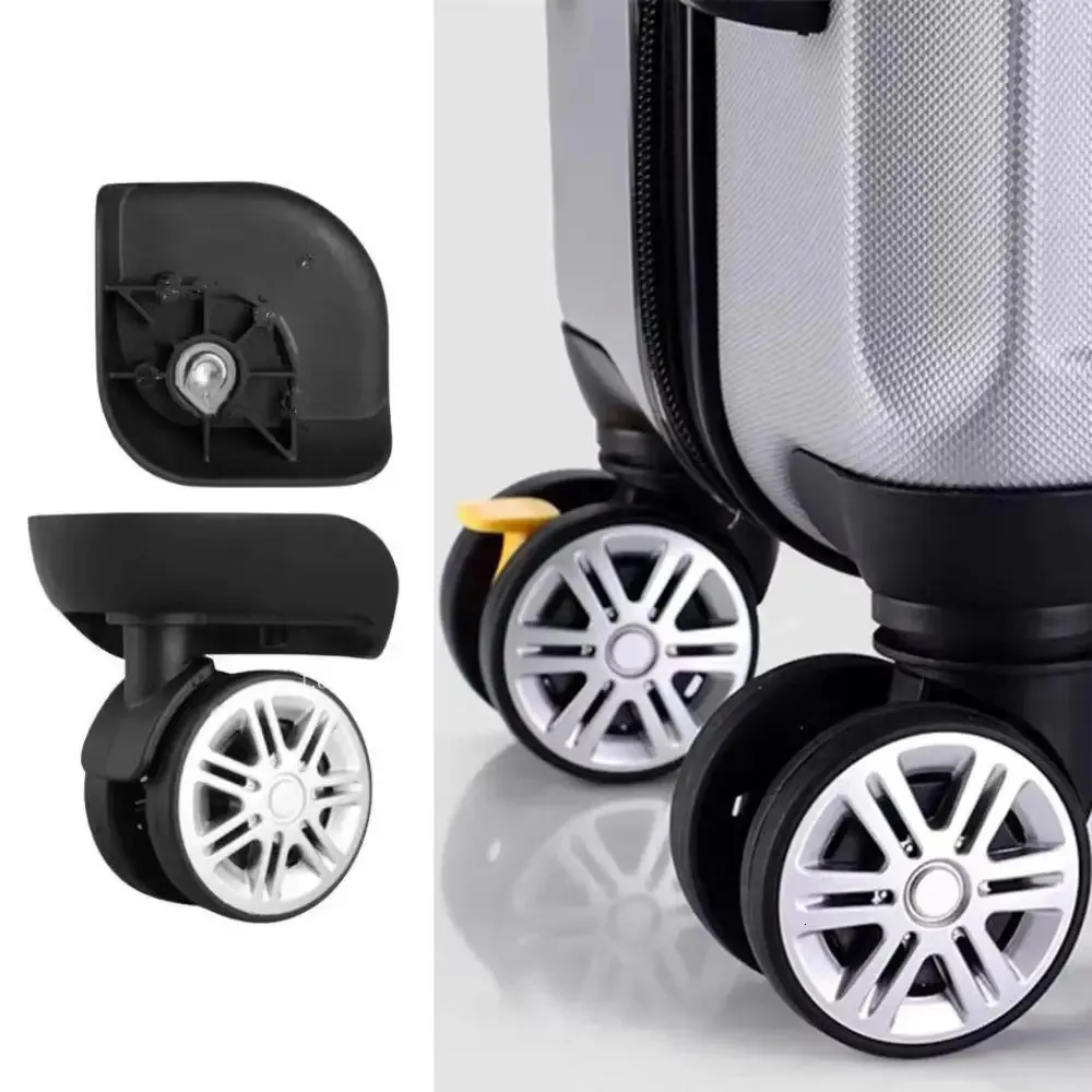 Roues à Bagages 2Pcs Roulettes Valise Roues à Double Rangée Remplacement Pivote Roue Installation Pratique Roulement Silencieux Poreux Rose Doré