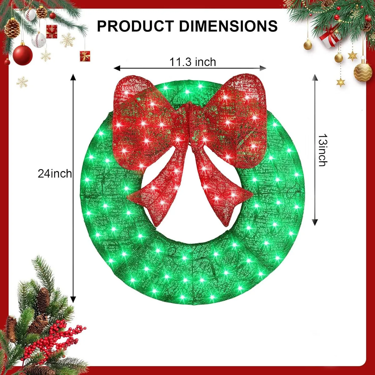Guirnalda Navideña Preiluminada De 30 Pulgadas LED Para Exteriores Con  Luces Iluminadas Para La Decoración De La Puerta De La Pared Del Hogar Arco  Verde Ddmybear De 107,05 € | DHgate, image size:1200x1200