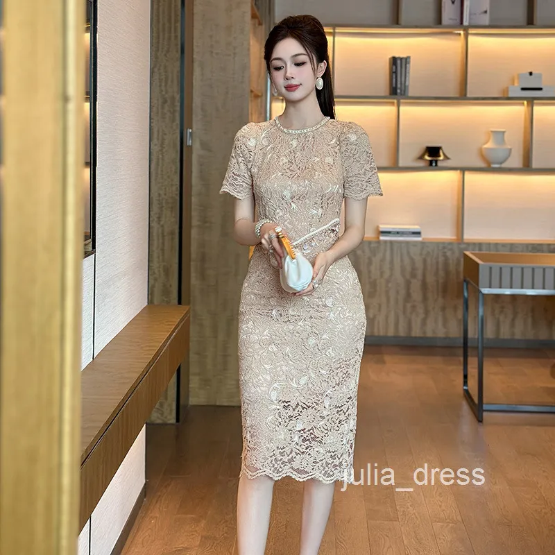 lace spandex dress 6172 Off-white - Rayon Spandex Dress With Lace