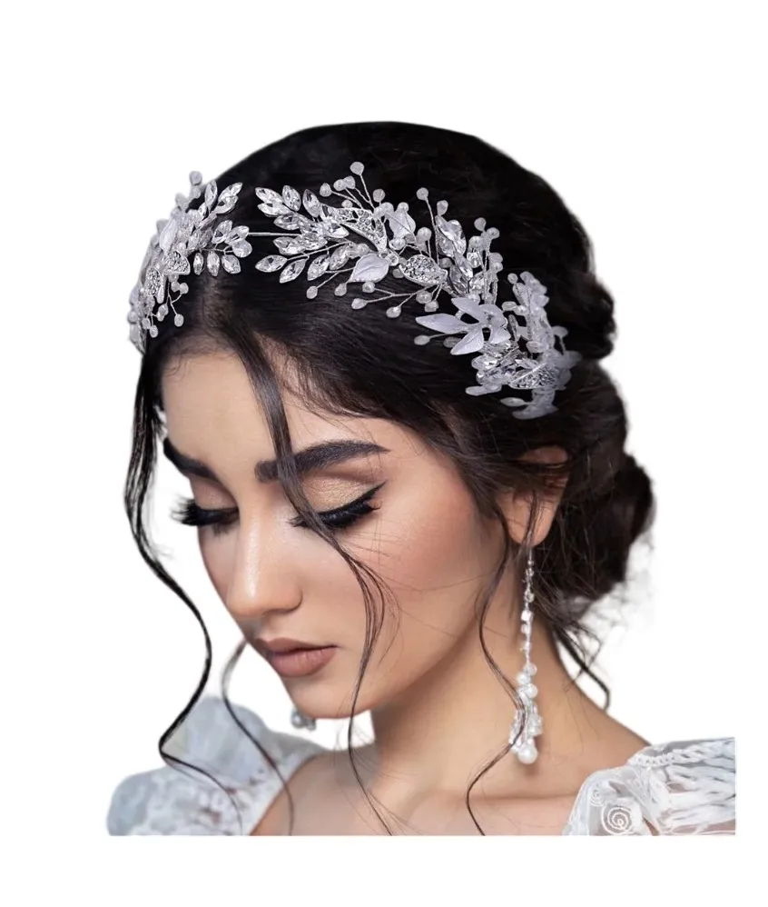 Fascia Per Capelli Con Stelle E Strass Argento – Cerchietto Con Perle Per Donne E Ragazze – Copricapo Da Sposa - 2