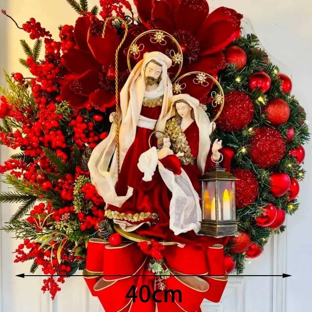 Ghirlanda Natalizia Porta 30cm - Decorazione Natale Con Campane E Fiocchi