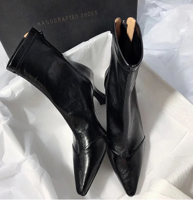 Vintage Damen Stiefeletten Aus Leder Mit Spitzer Form Und Absatz_voghion.com