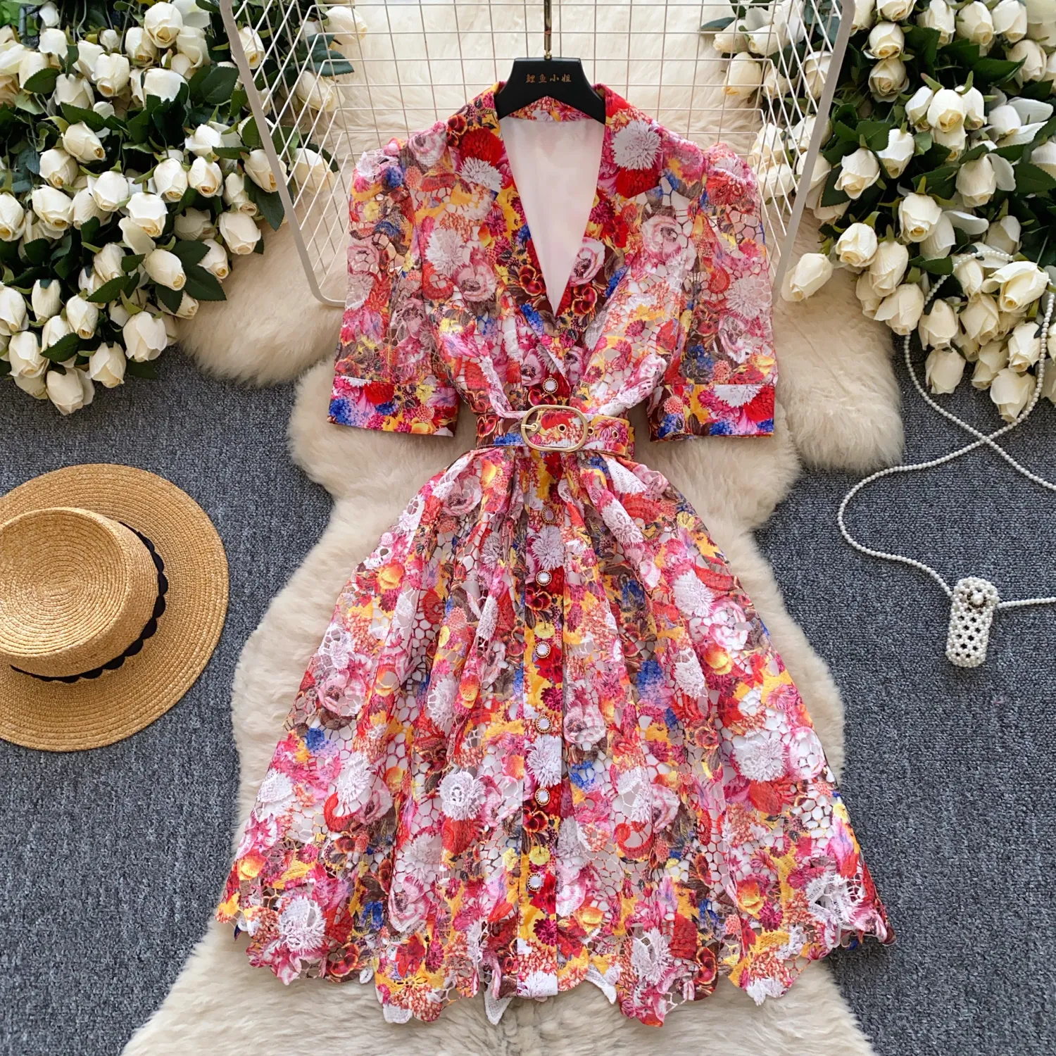 white christmas dresses Women's Summer Sleeveless Ruffle Sleeve Crew Neck Floral Print Mini Dr –  Divahotcouture