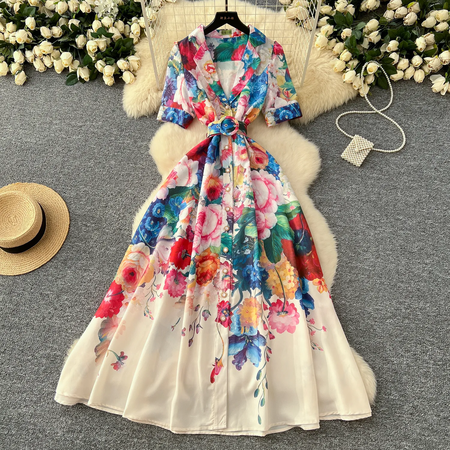 2025 Casual Dresses Summer Gorgeous Flower Runway Dress Womens