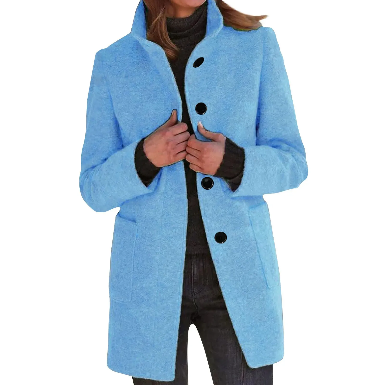 Cappotto donna vintage in pelliccia sintetica, con scollo a risvolto, manica lunga, stile casual