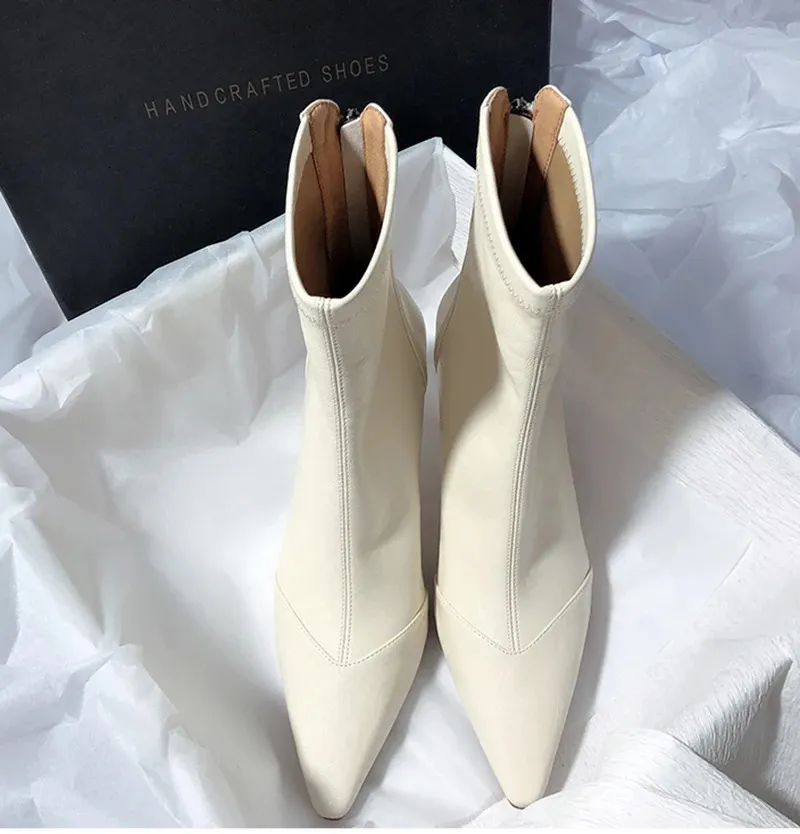 Vintage Damen Stiefeletten Aus Leder Mit Spitzer Form Und Absatz_voghion.com