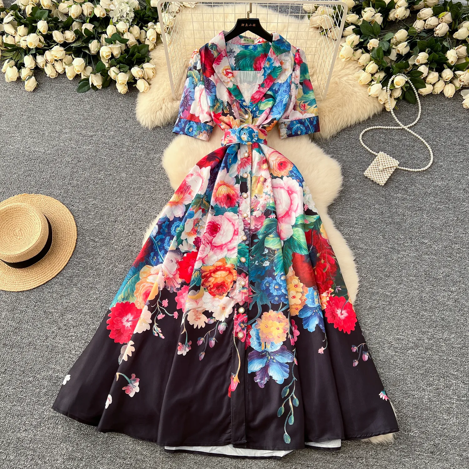 2025 Casual Dresses Summer Gorgeous Flower Runway Dress