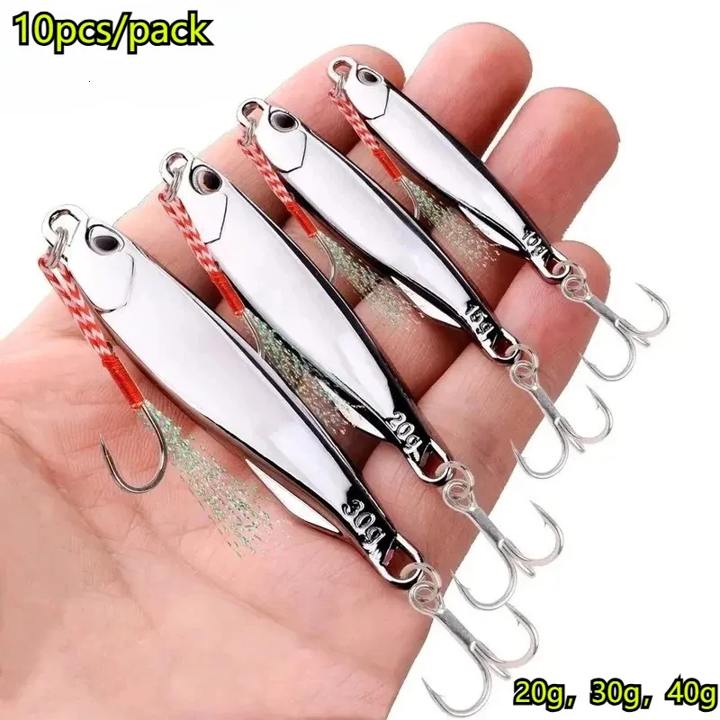 251104 Fishing Metal Jig Lures 10 Pack   Silvery... 