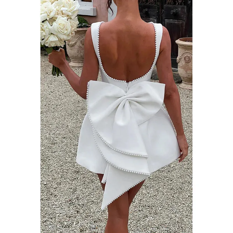 Backless Mini Dress Elegant White Party Dress | DHgate