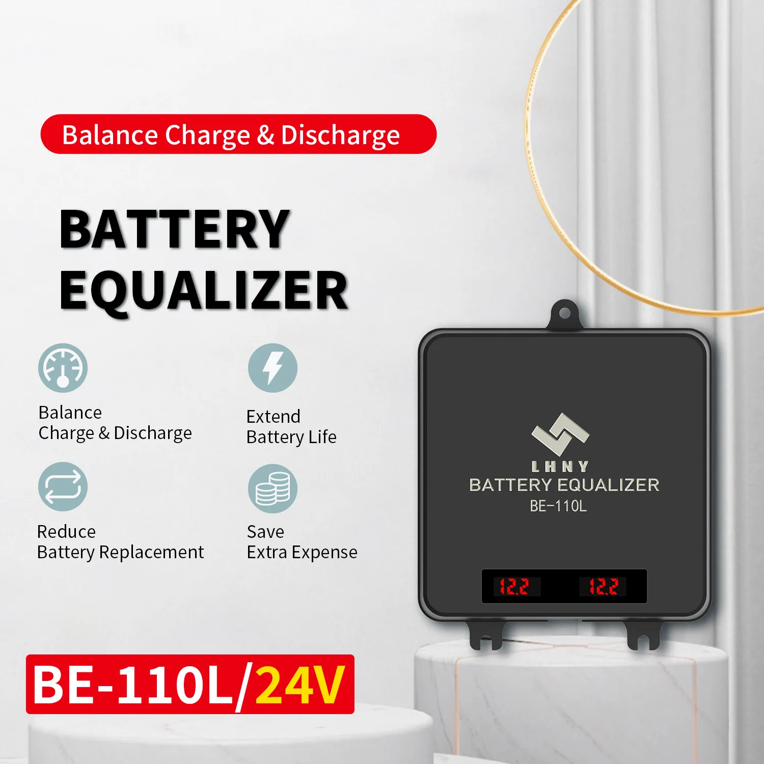 Batterij-equalizer, Batterij-spanningsbalancer, 48V - 4 X 12V Batterij