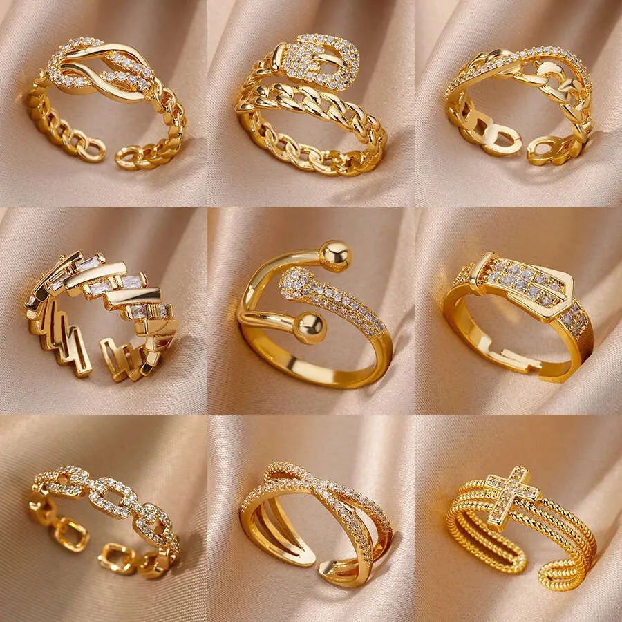 Ring Designer Luxury Adjustable Open Rings For Women And Men 18K Gold ...