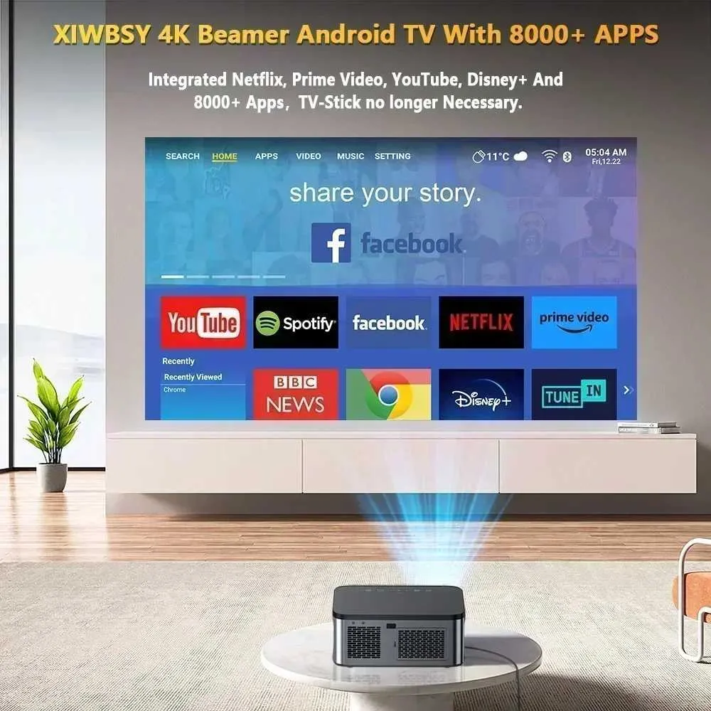 XIWBSY 4K Android Projectors 25000 Lumens Full HD From