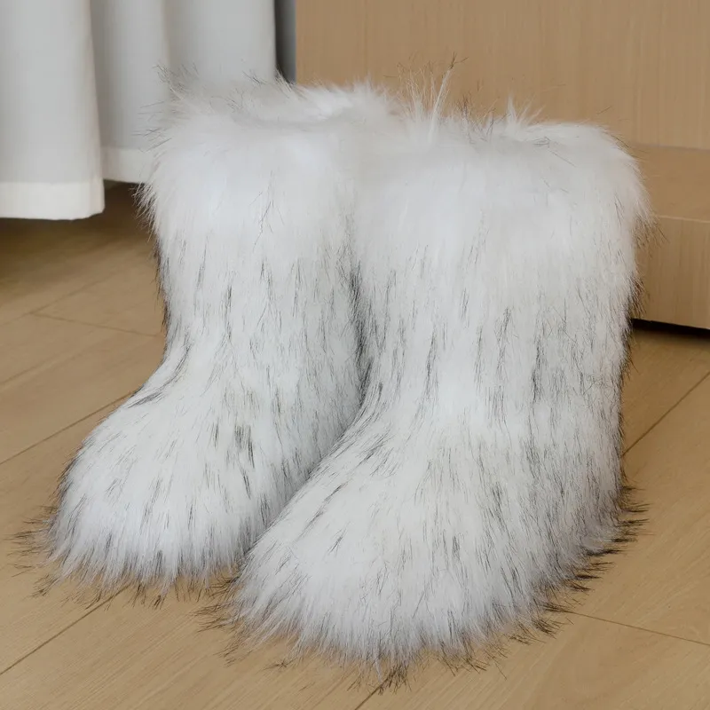 Stivali Invernali Da Donna In Pelle E Nylon – Altezza Metà Polpaccio, Piattaforma Antiscivolo, Caldi Con Interno In Pelliccia Sintetica, Nero