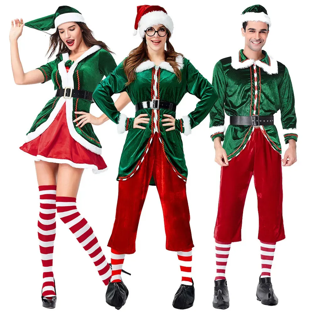 9-teiliges Deluxe-Weihnachtsmann-Kostüm – Mit Mantel, Hose, Bart, Brille, Schuhen & Mehr – Für Herren & Damen – Größen S Bis 3XL